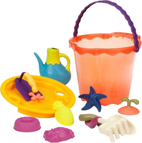Balde De Playa Large Bucket Set Battat (Papaya)
