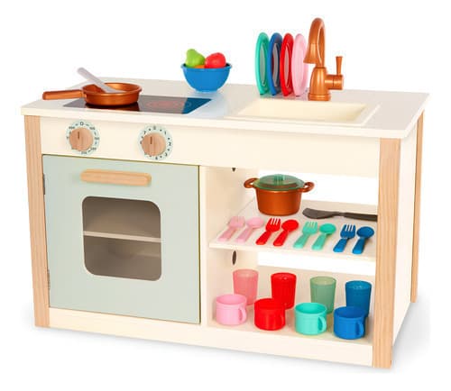 Juego Cocina Cafetería Infantil Madera 2 En 1 Battat (Two n One Kitchen Café)