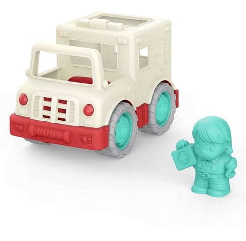 Vehiculo Ambulancia Con Muñeco Wonder Wheels (Blanco/Rojo)